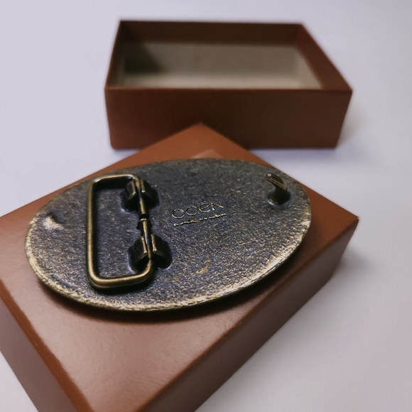 Smurfs Vintage 80s Soccer Orange Belt Buckle Oden NEW In Box - Picture 4 of 9